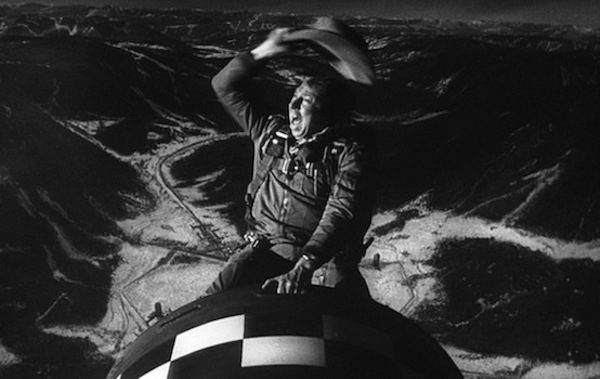 Slim Pickens as Major T.J. Kong riding the bomb