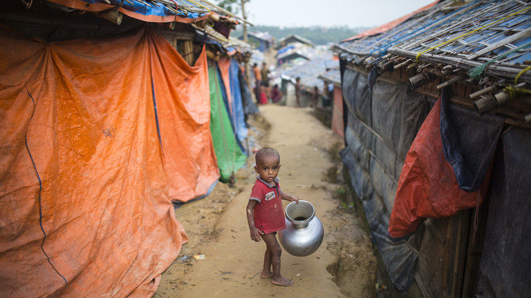Rohingya children inside refugee camp