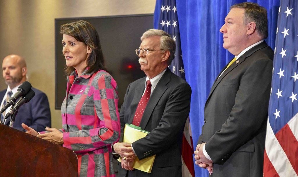 Bolton Pompeo Nikki Haley