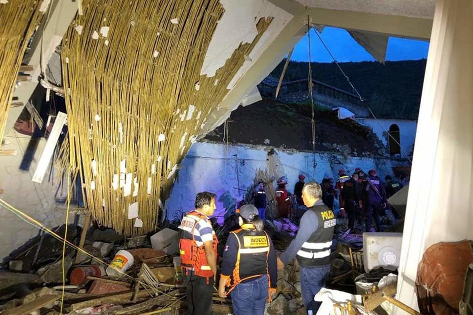 A collapsed area of the Alhambra hotel in Abancay, Peru ( AP