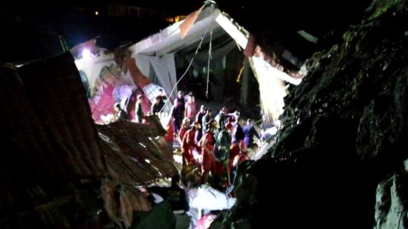 Click to enlarge An image said to show the aftermath of the impact at the Alhambra hotel in Abancay