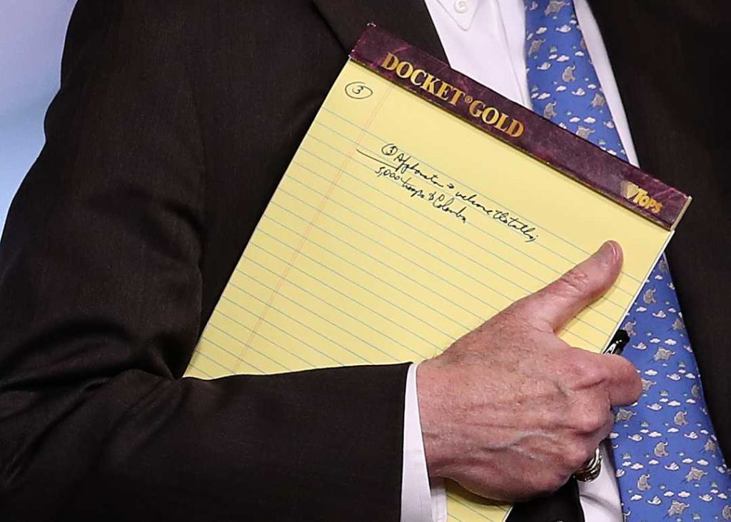 John Bolton troops note