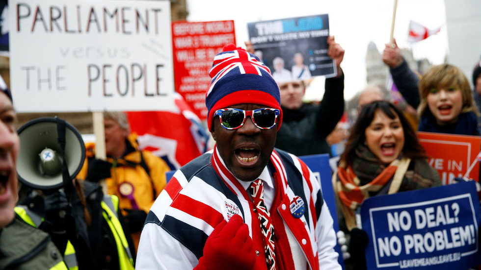 pro brexit protestors