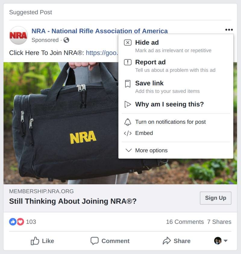 nra twittler post block ad