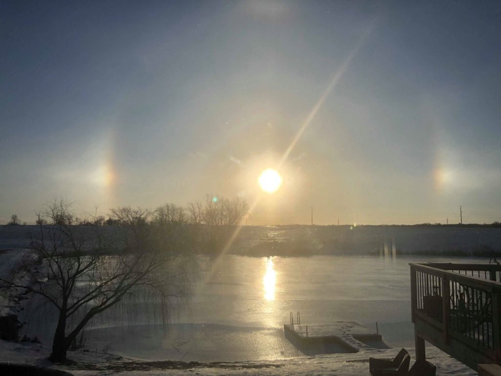 Click to enlarge Sun dogs over central Illinois
