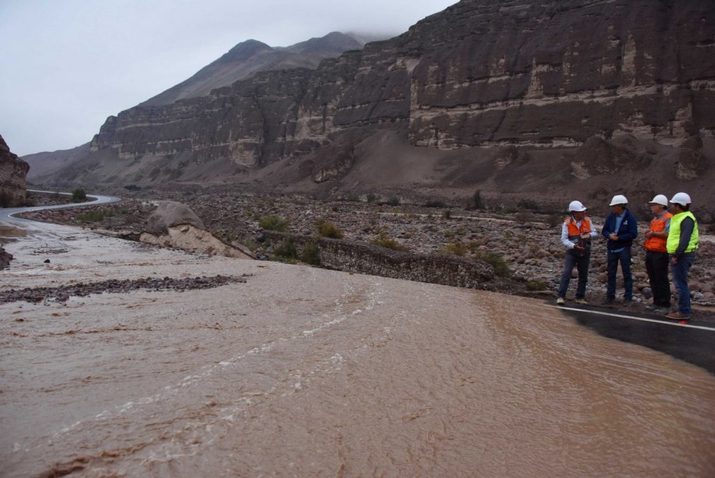 Flooding has cut roads in Arica, Chile,