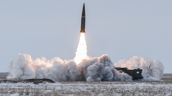launch of a missile from a Russian Iskander system