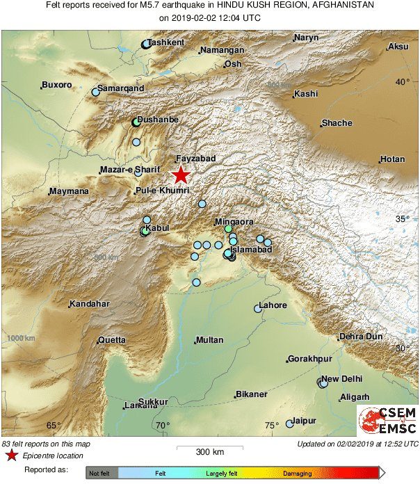 Click to enlarge earthquake afghanistan pakistan 2019