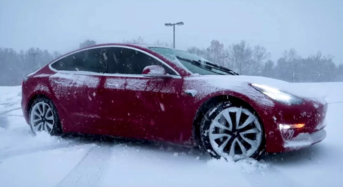Tesla in snow