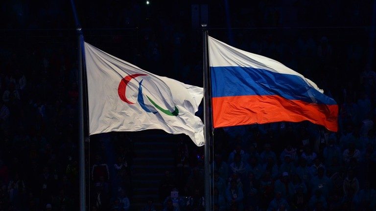 Russian and Paralympic flags
