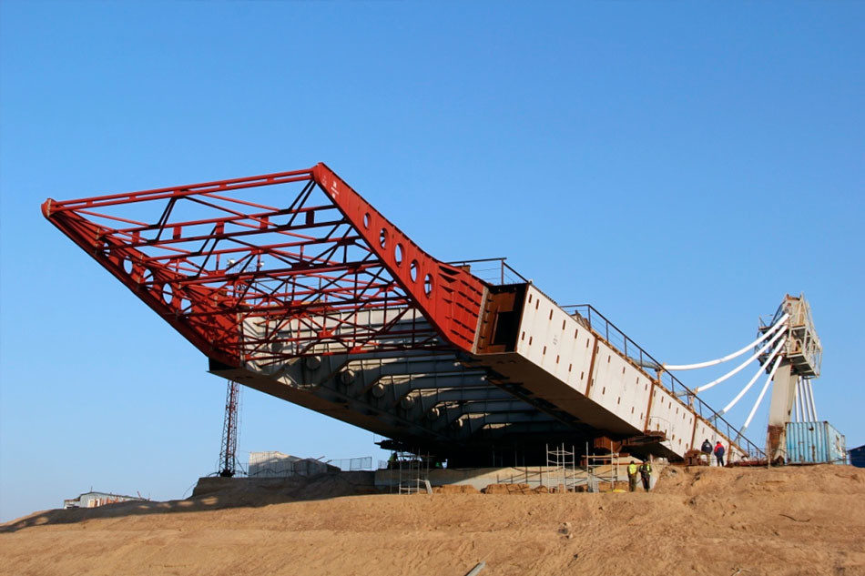 Amur River highway bridge Construction 1
