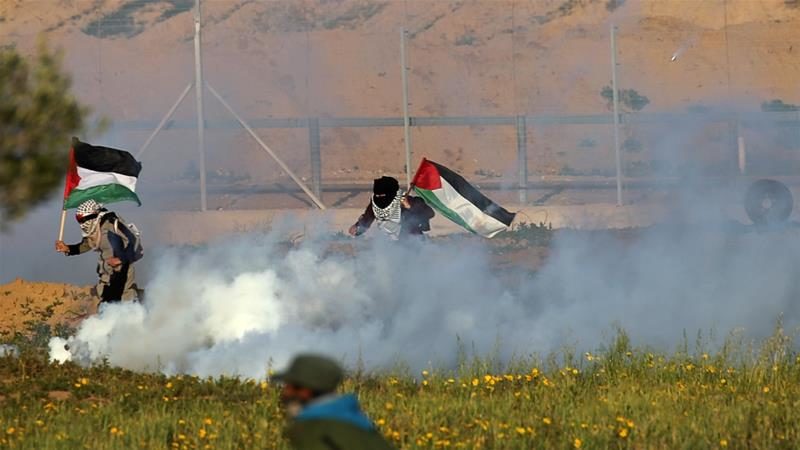 IDF tear gas Gaza protests Feb 2019