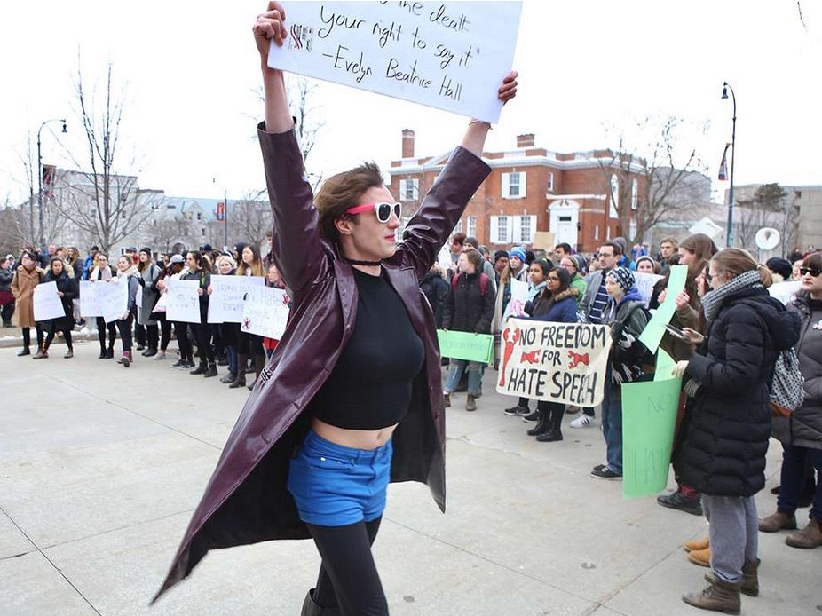 Click to enlarge Queen’s University’s Grant Hall protest
