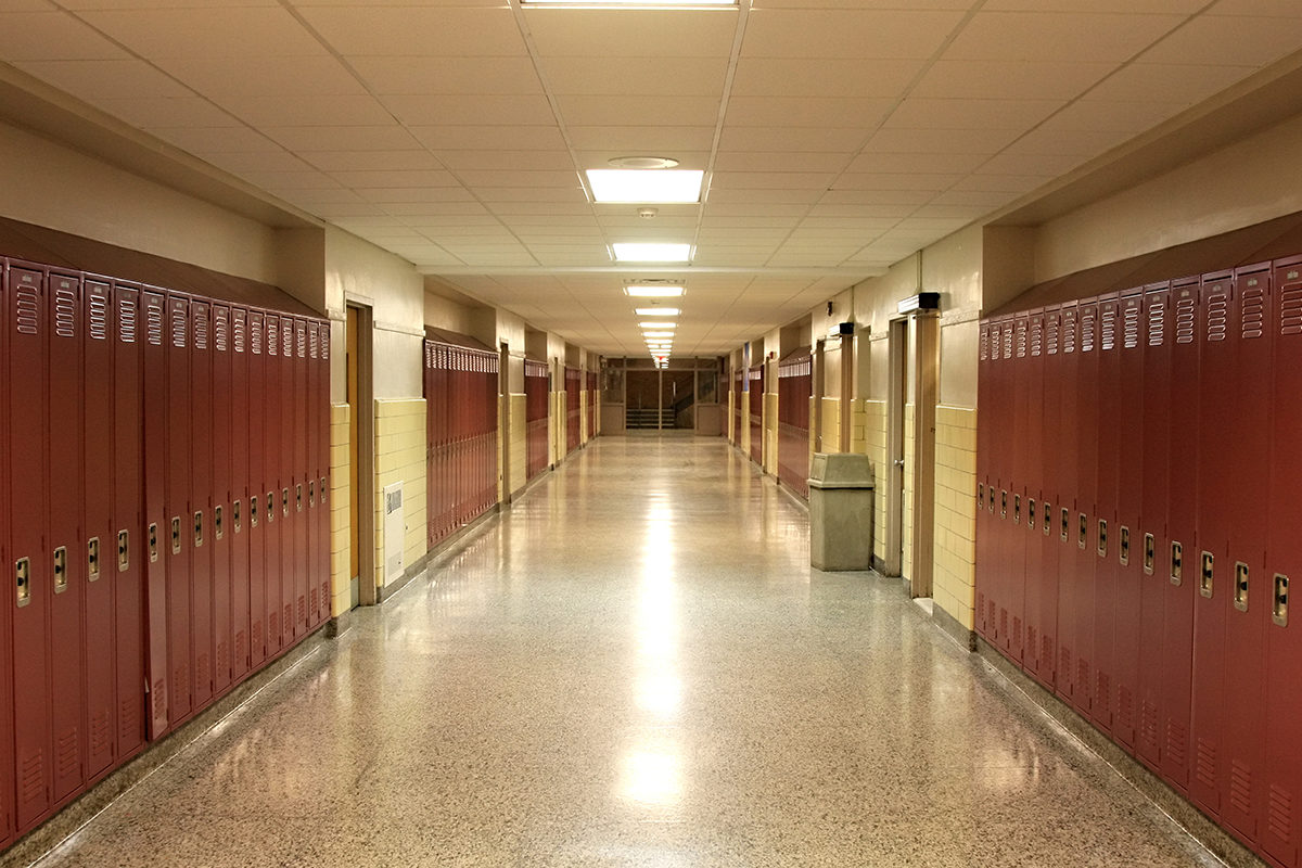Click to enlarge school hallway