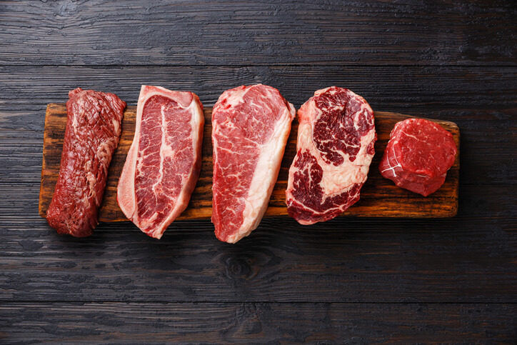Click to enlarge raw steaks