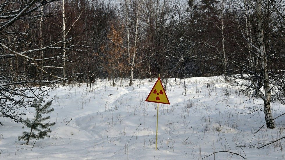 Click to enlarge Sign warns about high levels of radiation