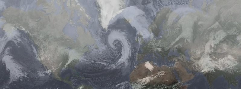 Hurricane-force low in the North Atlantic Ocean