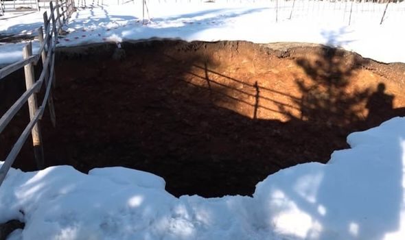 Click to enlarge The sinkhole appeared after an earth tremor