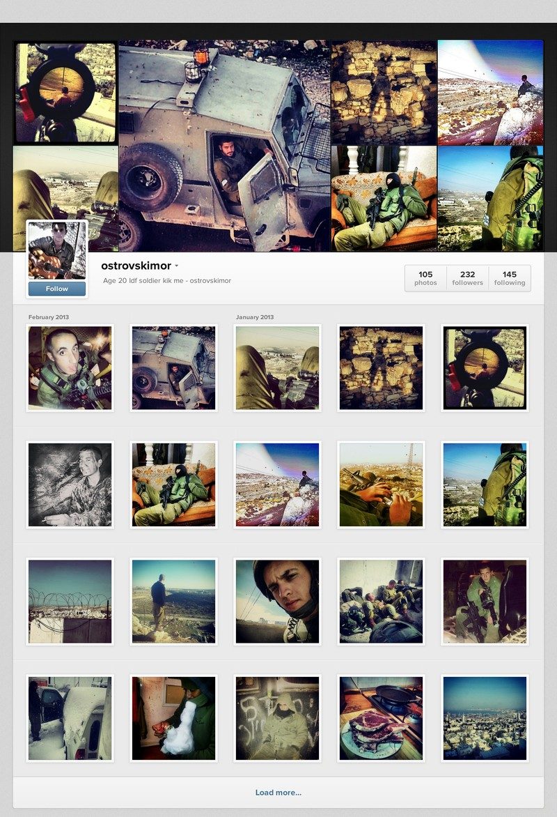 Click to enlarge Mor Ostrovski Israel soldier instagram