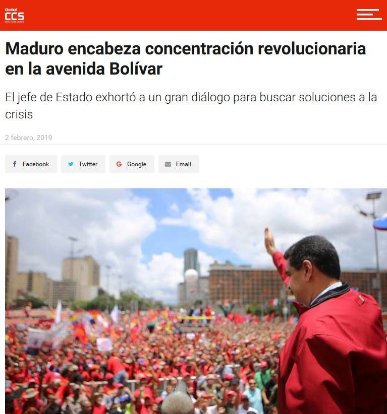 Click to enlarge maduro support news article