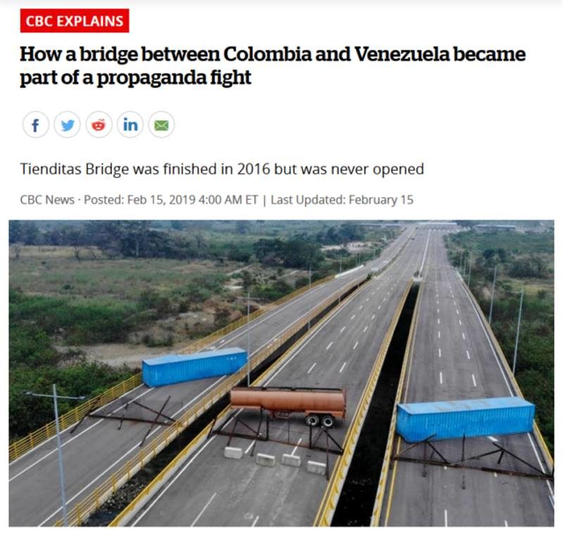 Click to enlarge bridge venezuela propaganda CBC