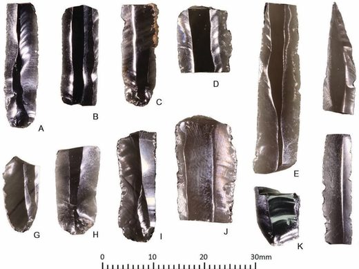 Click to enlarge Obsidian blades