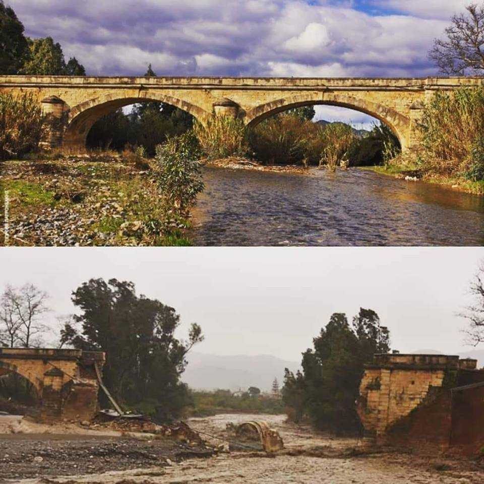 The historic bridge over river Keritis near Chania, Crete collapsed in major floods yesterday, Feb 25