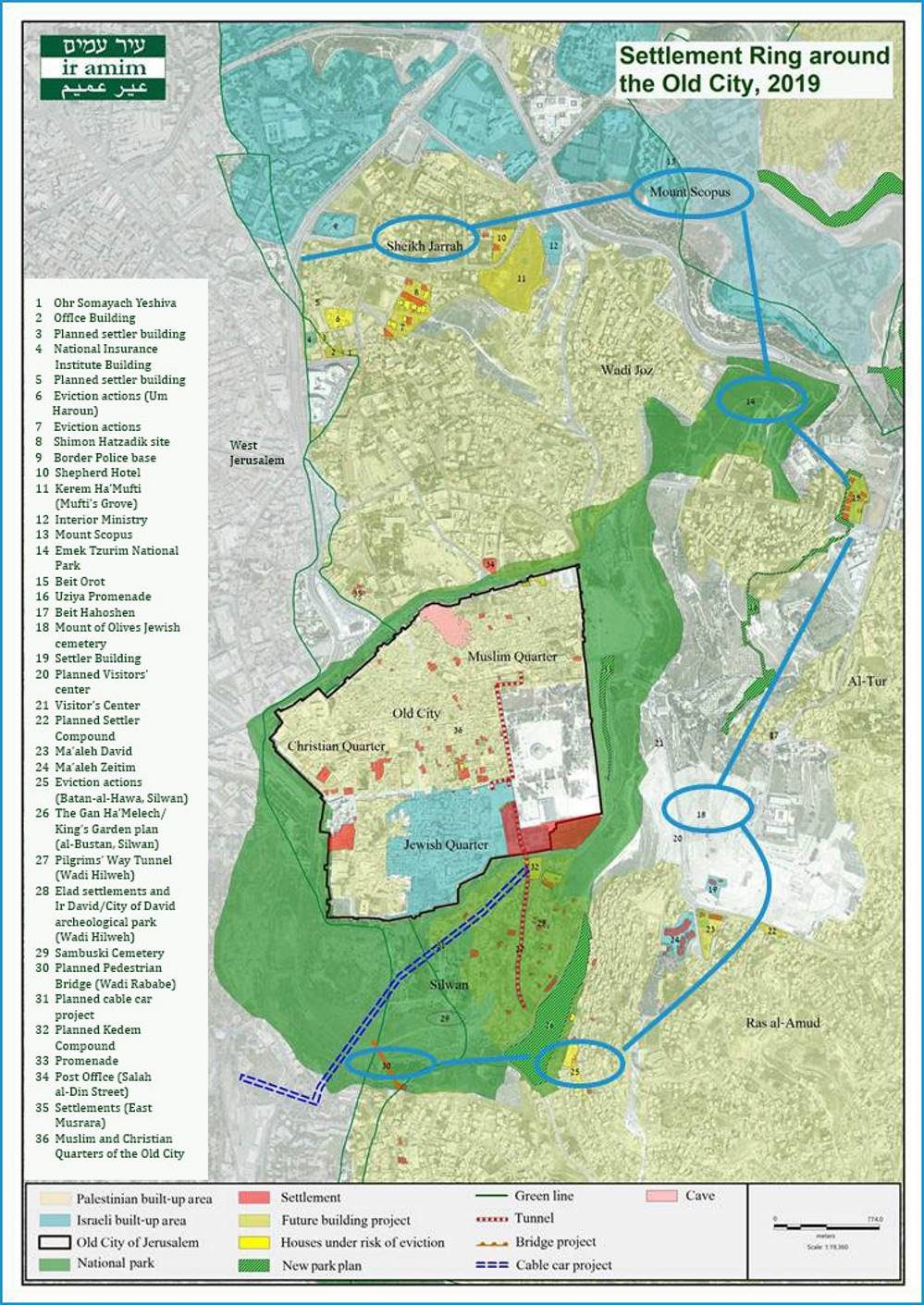 Click to enlarge illegal settlement ring Jerusalem Israel