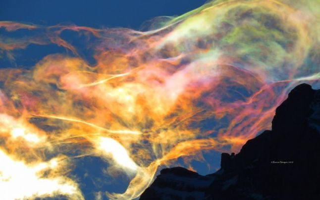 Iridescent clouds in the Bucegi Mountains, Romania