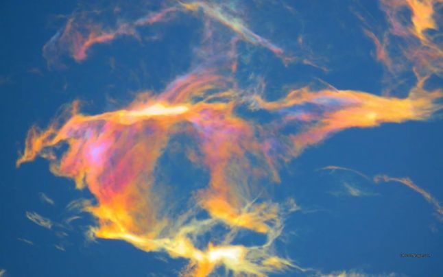 Iridescent clouds in the Bucegi Mountains, Romania