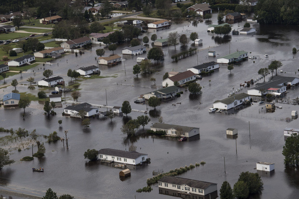 Click to enlarge Flooding from Hurricane Florence is seen in Lumberton, North Carolina in September 2018.