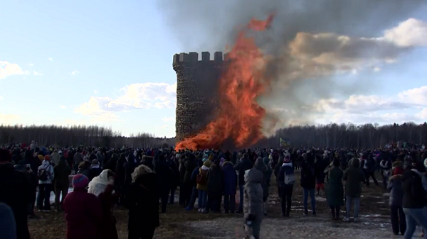 Bastille replica in flames