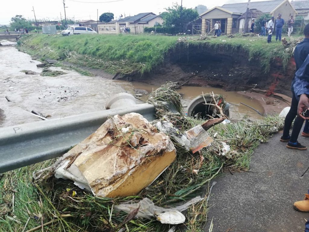 Flash floods hit areas north of Durban, KwaZulu-Natal Province in South Africa, 10 March 2019.