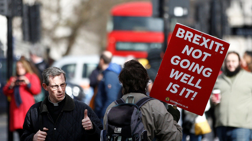 Click to enlarge An anti-Brexit protester
