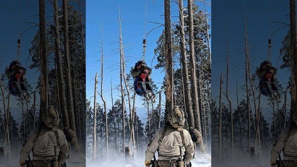 Click to enlarge Men airlifted