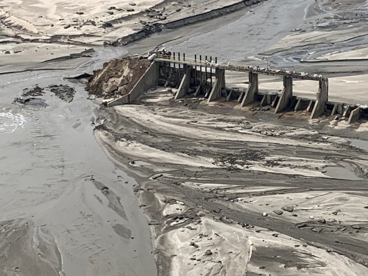 An aerial view of Spencer Dam after a storm triggered historic flooding, near Bristow, Nebraska, on March 16, 2019
