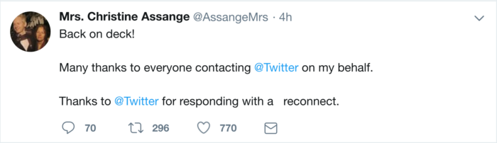 twitter assange mother