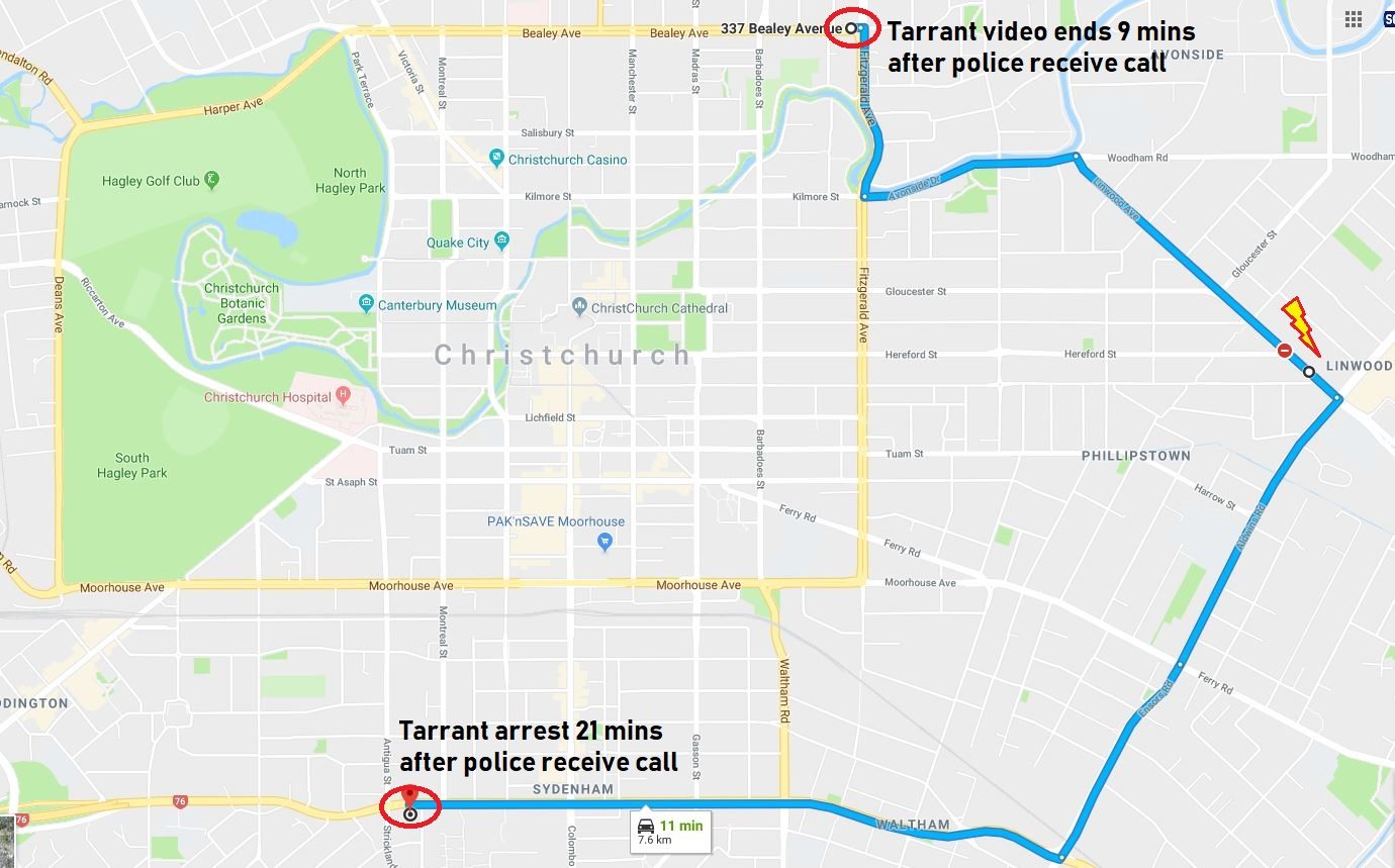 map christchurch shooting