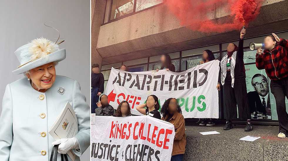 Queen and student protesters
