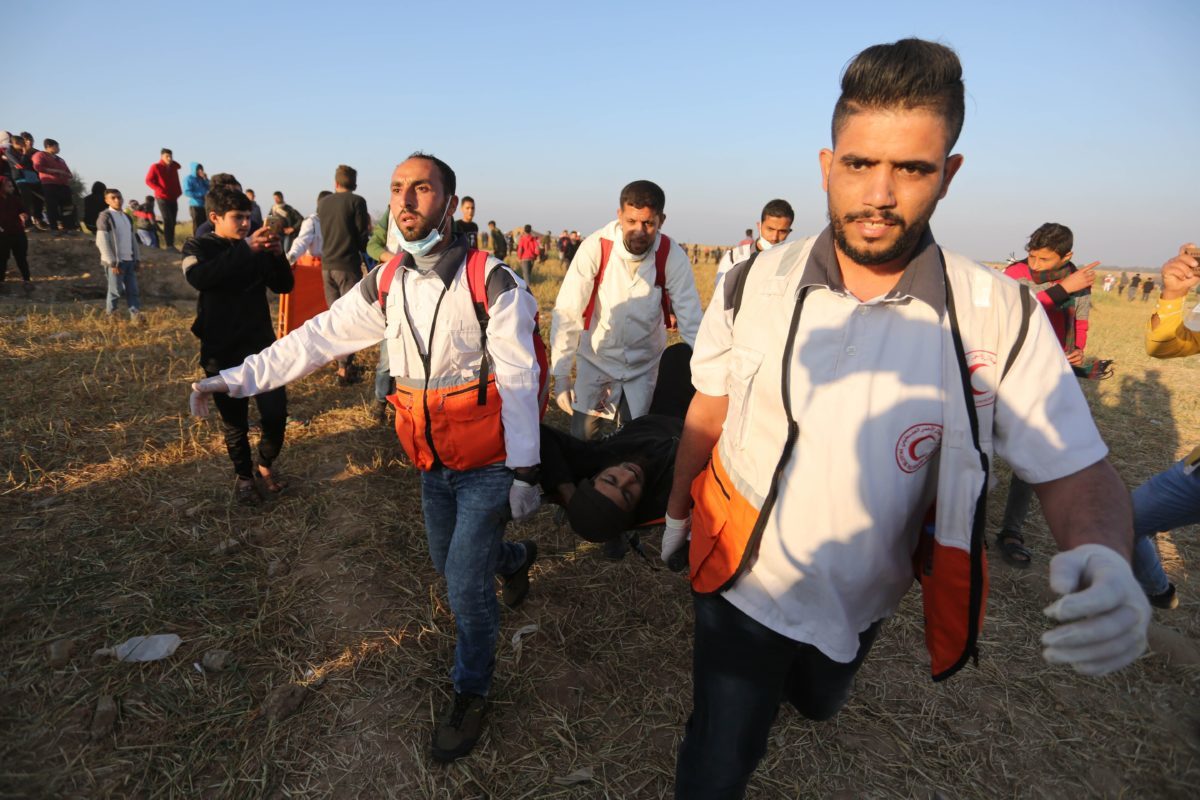 Click to enlarge march of return injury gaza protest