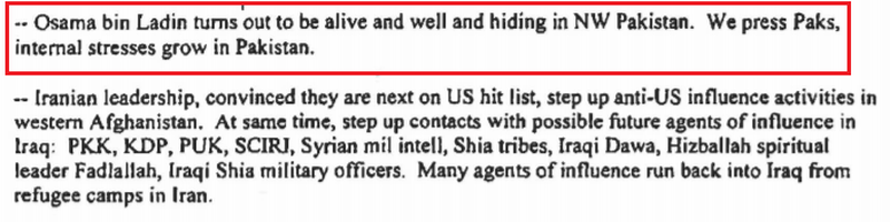 iraq secret memo