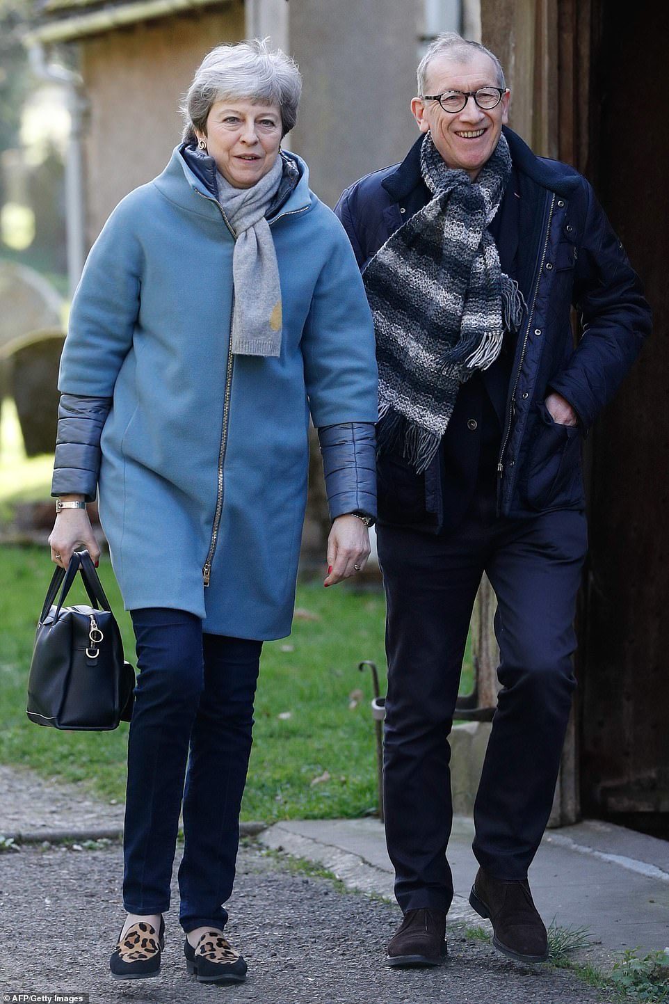 Theresa May leaving church