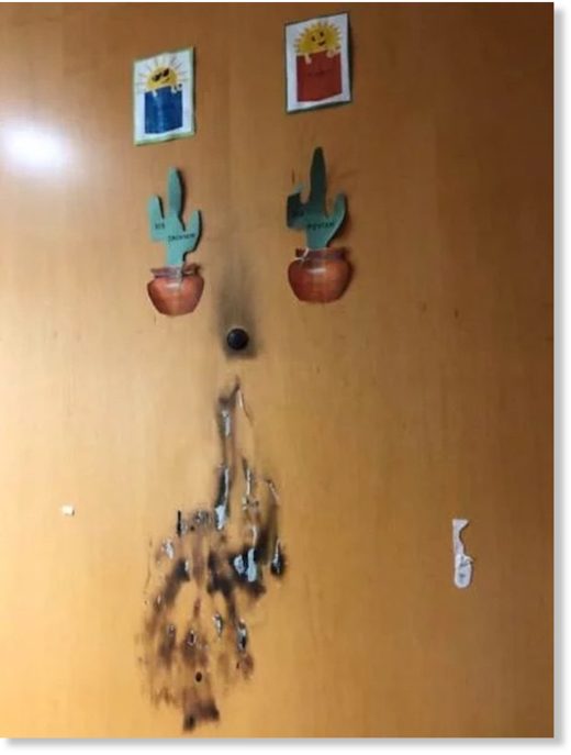 Click to enlarge burnt dorm room door