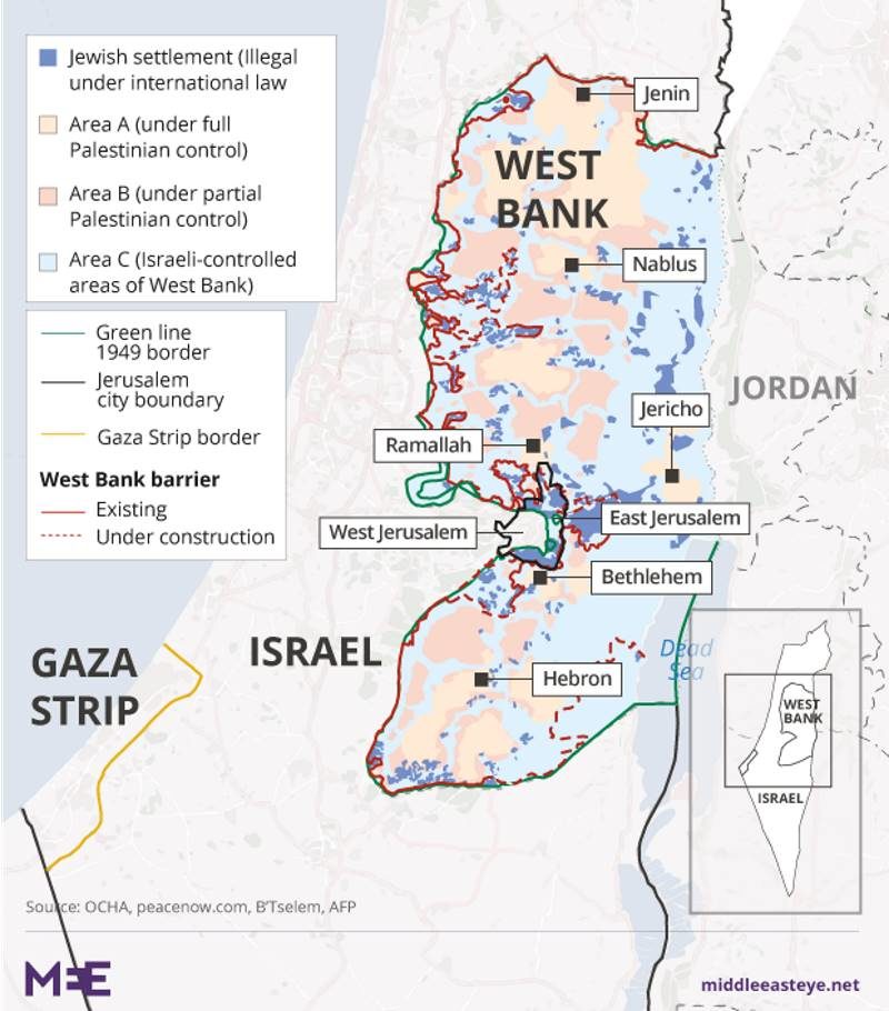 israel control Palestine land