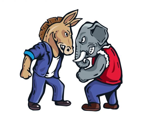 Fighting Donkey Elephant parties