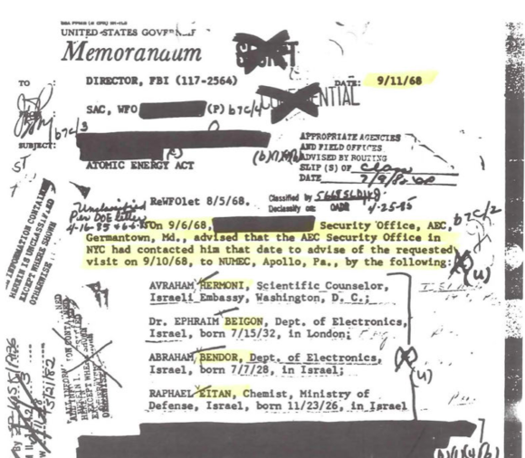 israel nuke fbi memo
