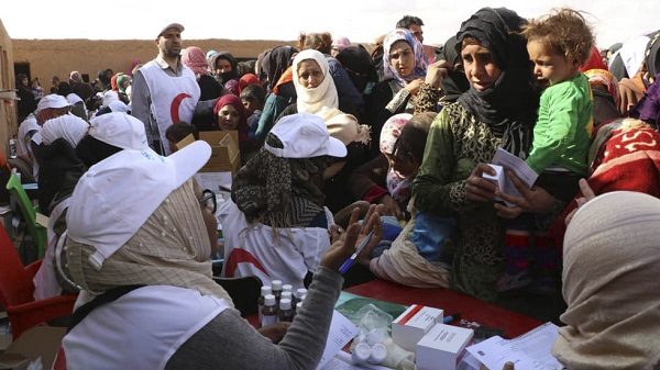 Displaced people at the Rukban desert camp