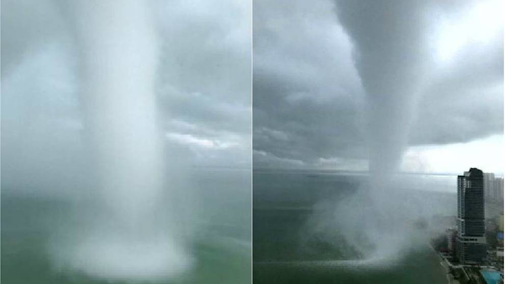The spout in Malaysia was seen spinning near