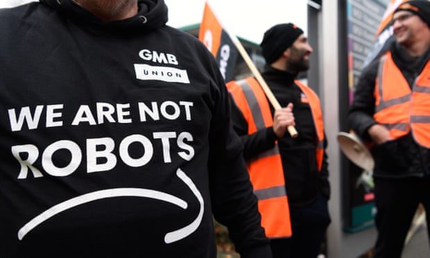 Click to enlarge Amazon workers protest