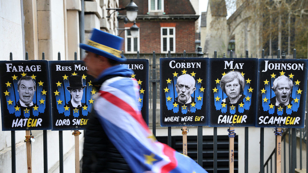 corbyn May campaign posters Brexit
